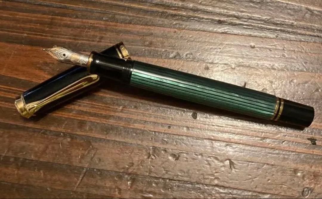 ペリカン スーべレーン　緑縞　M405 EF　インク付　美品