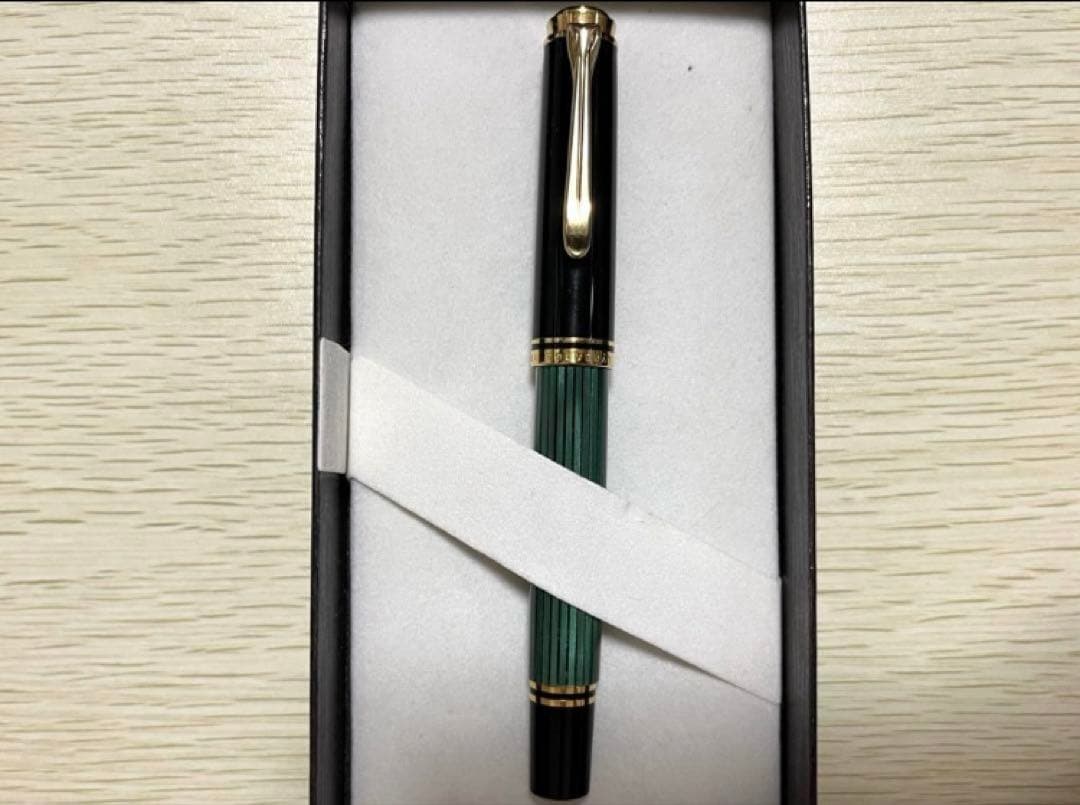 ペリカン スーべレーン　緑縞　M405 EF　インク付　美品