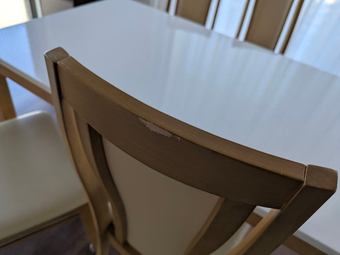 ホワイト長方形ダイニングテーブルセット