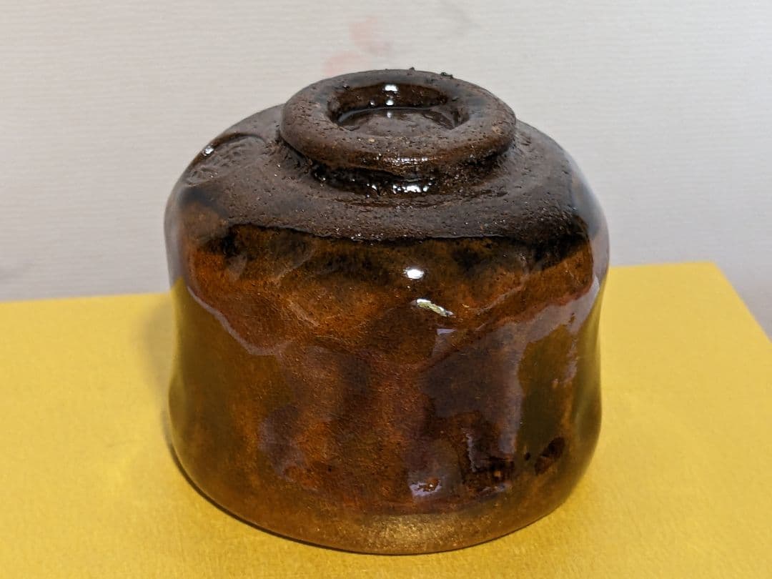 ♦大樋焼作家物 飴釉ぐい呑み 酒器 未使用の美品 楽焼脇窯 骨董品