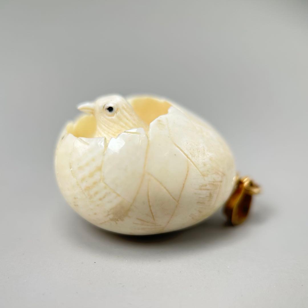 鳥付き彫刻極上根付天然素材アンティーク骨董飾り物古美術置物細密細工