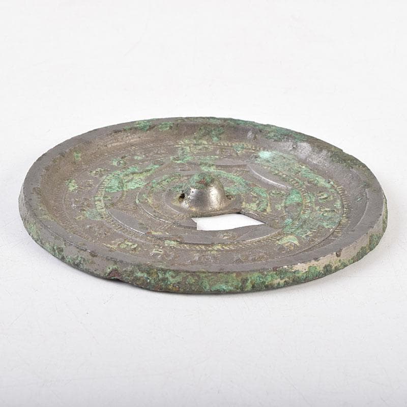 中国　古銅青銅　銅鏡　古鏡　紙鎮　文鎮　時代箱　M　R9330