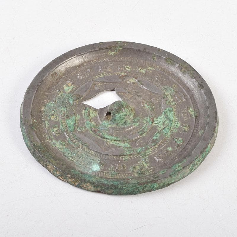 中国　古銅青銅　銅鏡　古鏡　紙鎮　文鎮　時代箱　M　R9330