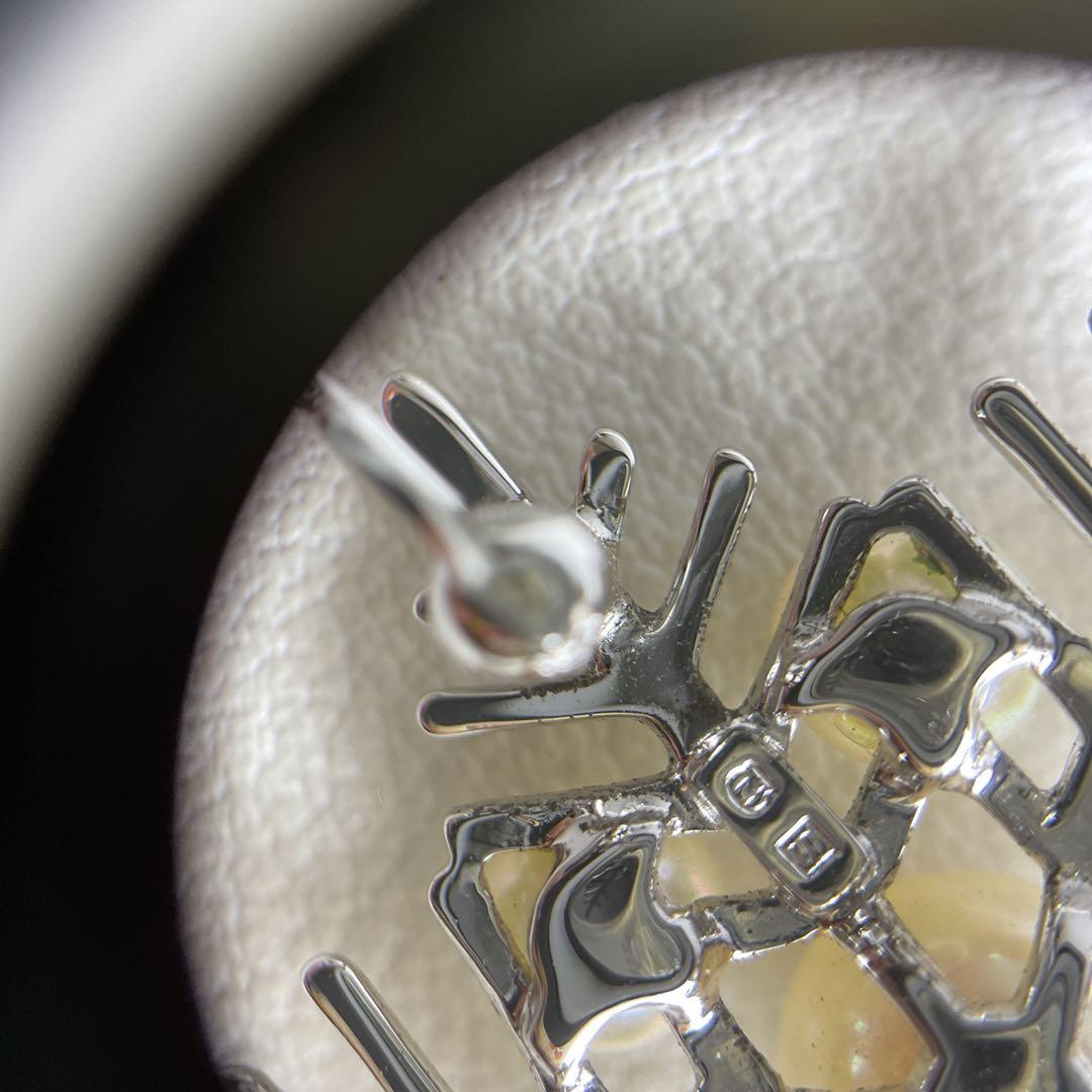 X240 ミキモト　MIKIMOTO 雪の結晶　パール　ブローチ　シルバー