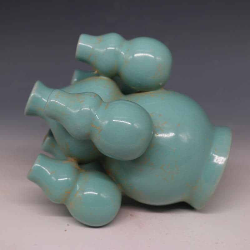 宋汝窯五子登科六孔ひょうたん瓶 装飾品 現代工芸品 美術品 置物