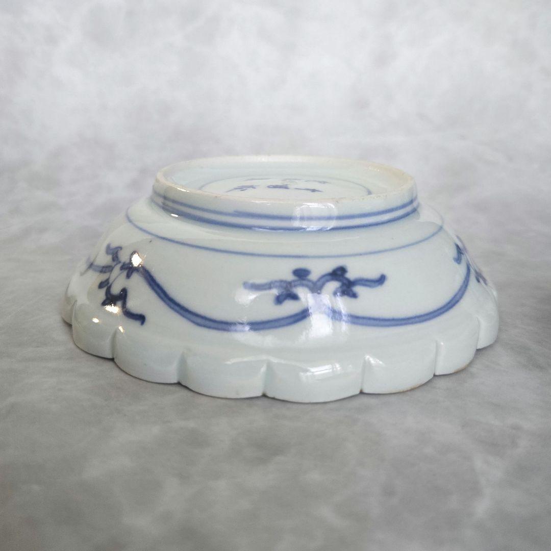 古伊万里　染付　深皿　江戸時代　蘭　菊　金直し　金継ぎ　アンティーク　骨董