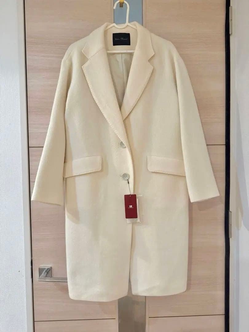 新品未使用タグ付き　オフホワイト　クリーム色 チェスターコート ウール90%