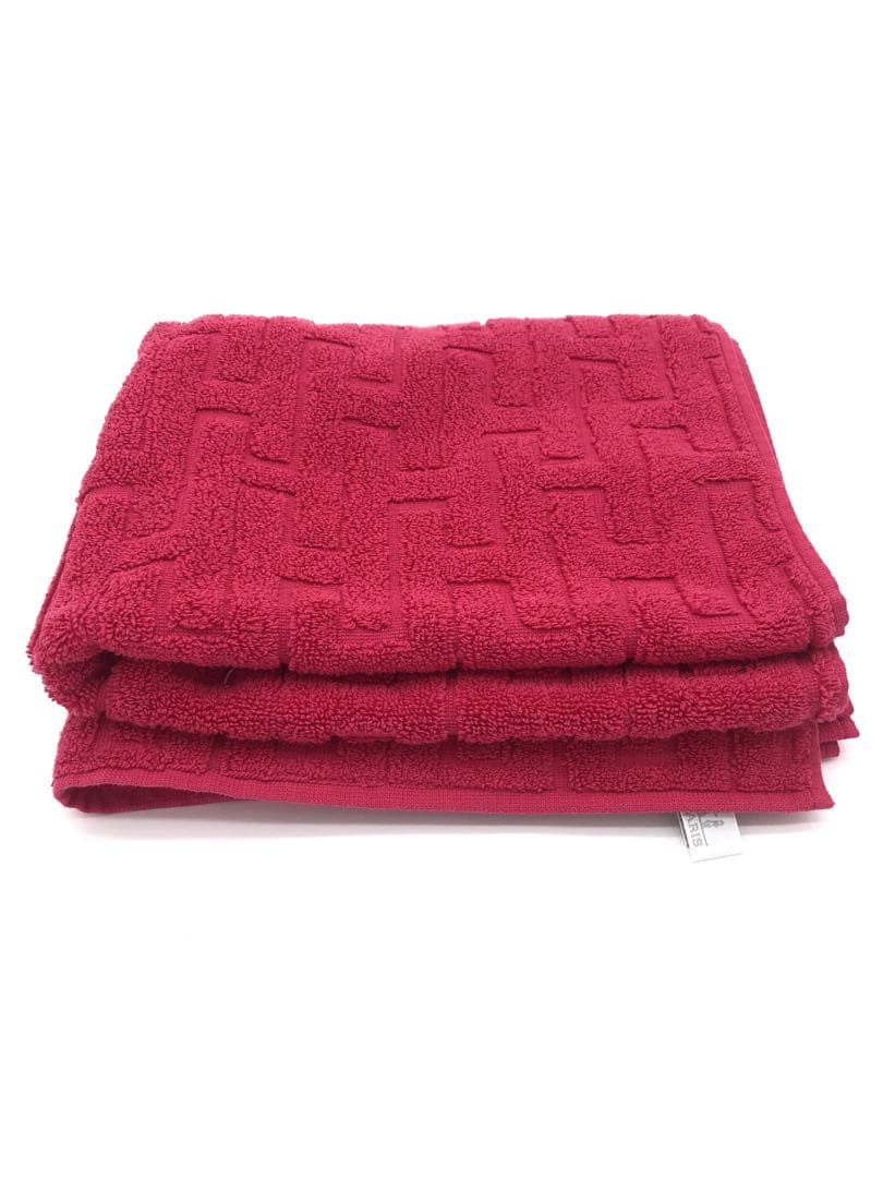 エルメス赤いテクスチャー付きバスタオルフェイスタオル