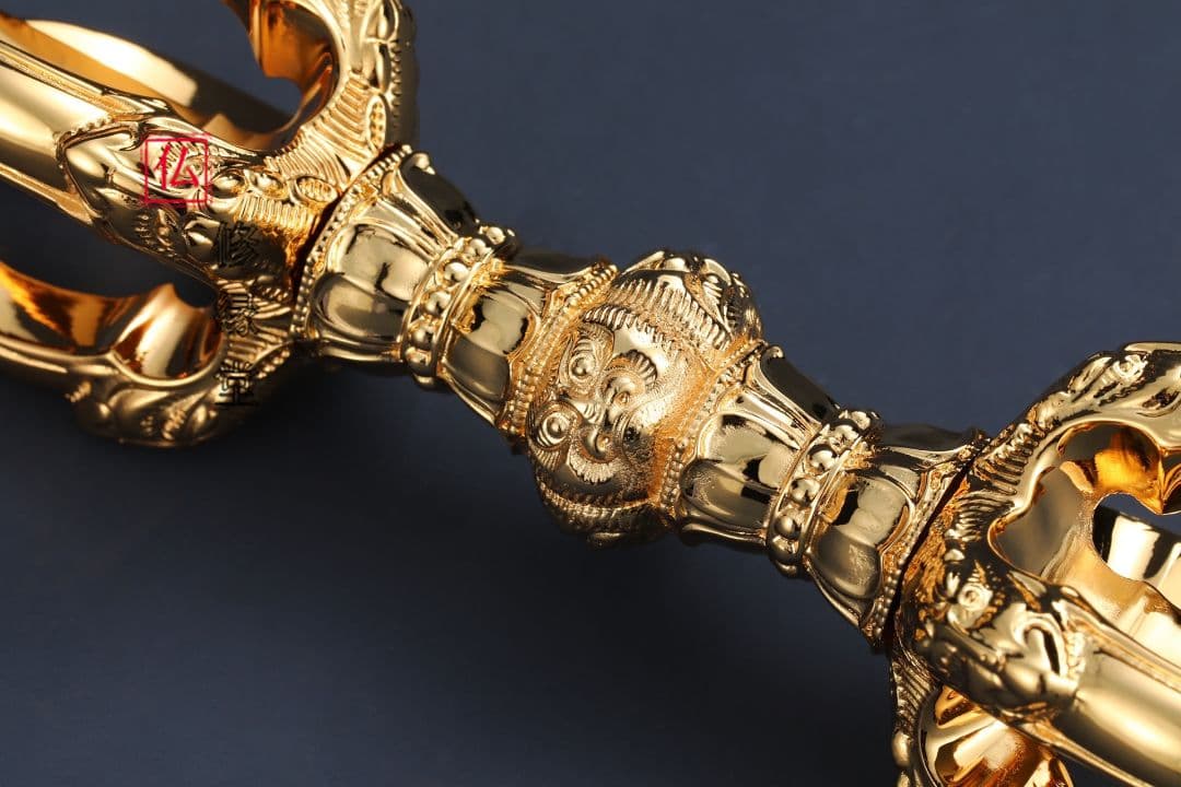 【修縁堂】密教法具 真言宗 法器 宝珠鈴宝珠杵金剛盤三点セット 真鍮製