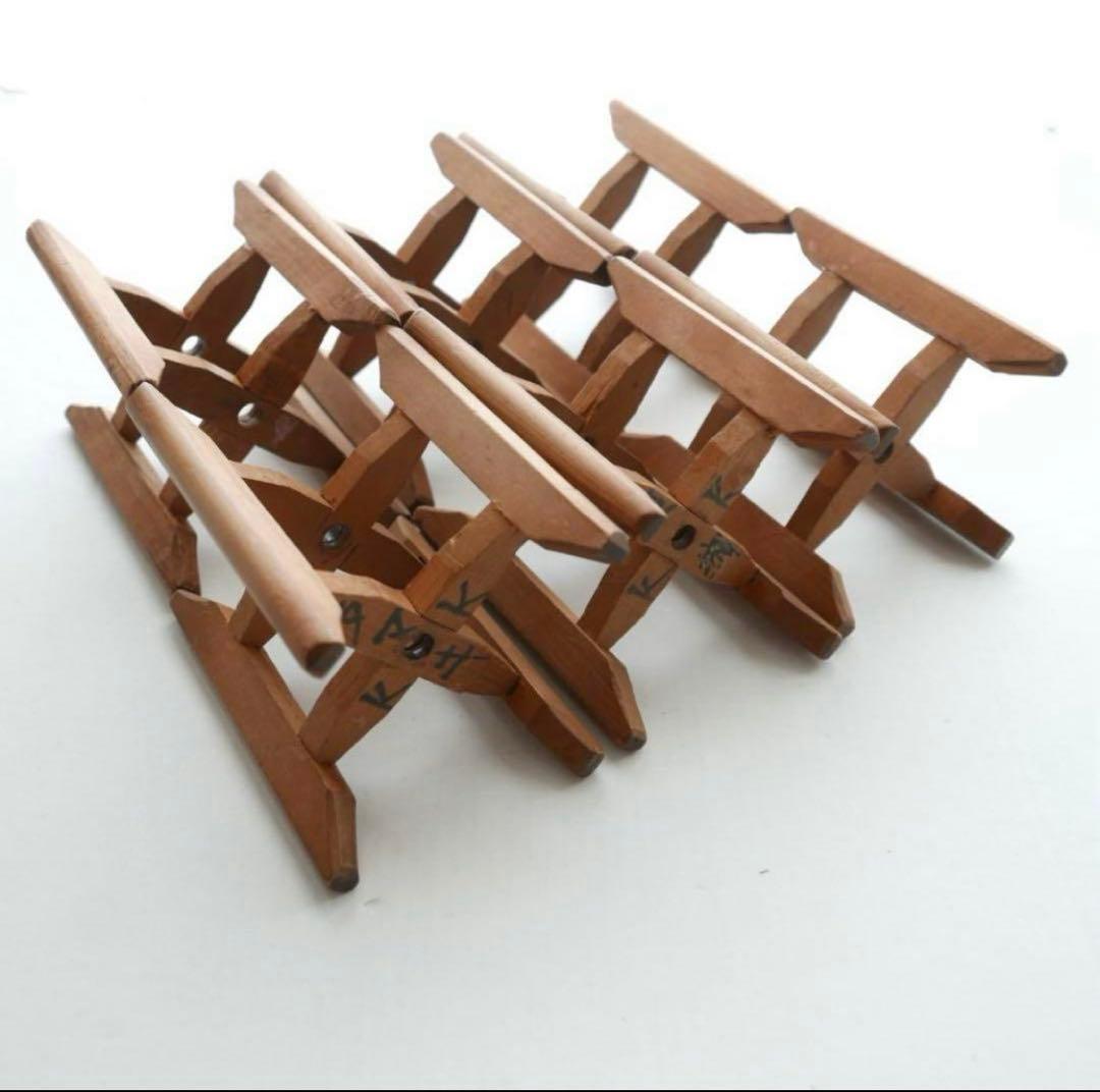 木製糸巻き☆6個セット☆釘なし☆無垢材☆ヴィンテージ☆古民具☆機織りの木枠