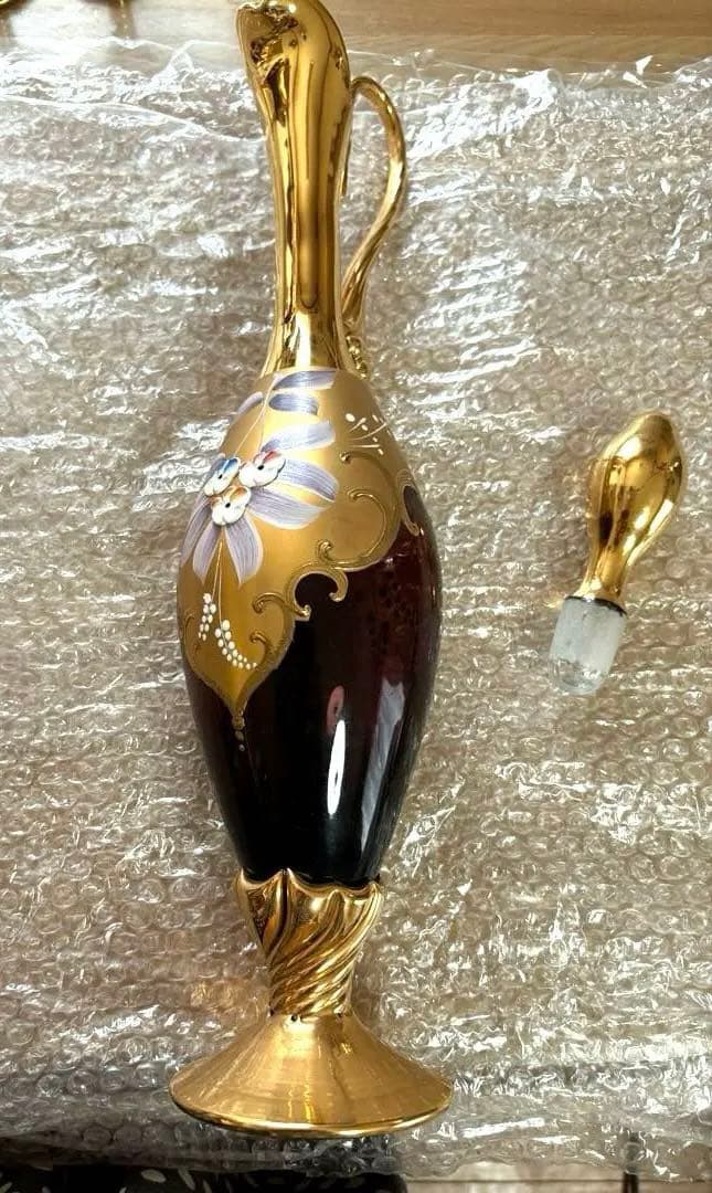 未使用ビンテージ❣️イタリア ベネチアングラス ムラーノ デキャンタ＆グラス