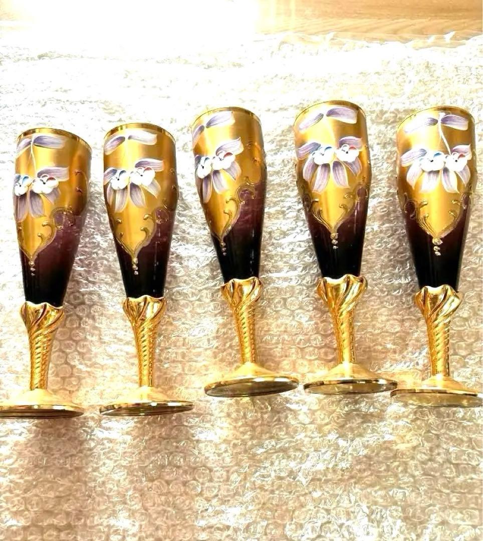 未使用ビンテージ❣️イタリア ベネチアングラス ムラーノ デキャンタ＆グラス