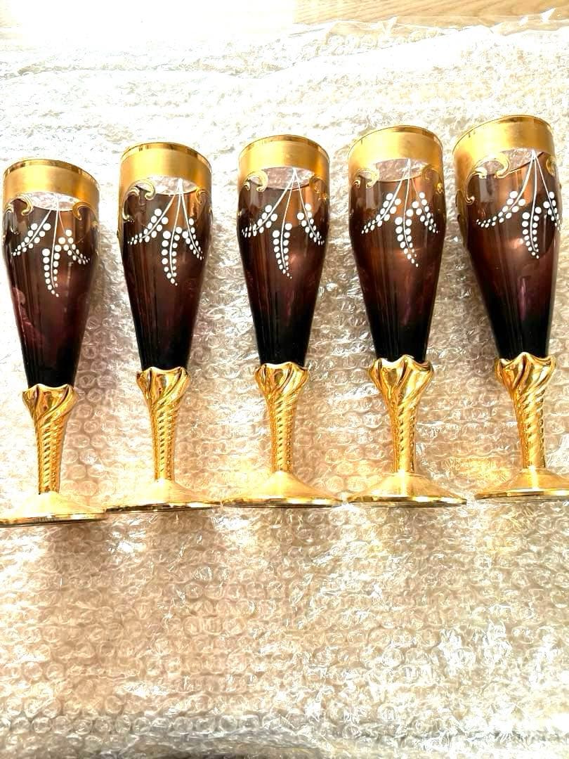 未使用ビンテージ❣️イタリア ベネチアングラス ムラーノ デキャンタ＆グラス