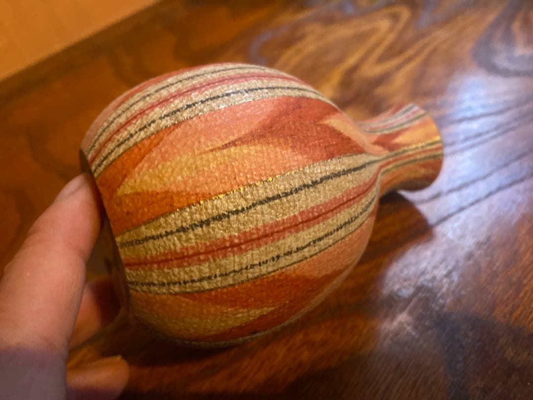 極上！福野道隆作優美な繊細画の《赤絵絣文》（検笠間焼花器徳利ルーシーリー