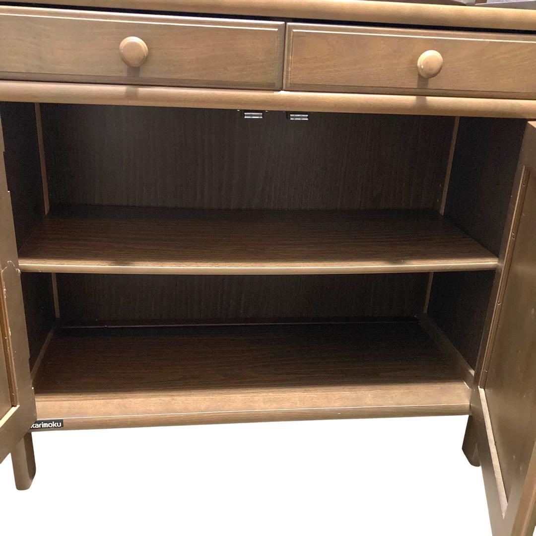 カリモク 家具 電話台 FAX台 サイドボード レトロ 木目調