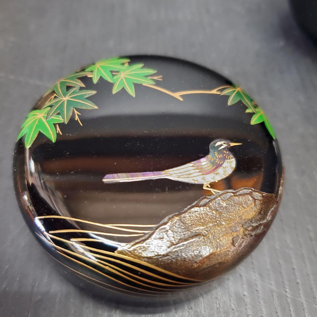 宗利 鶺鴒蒔絵 中棗 螺鈿 茶道具 煎茶道具 共箱　110