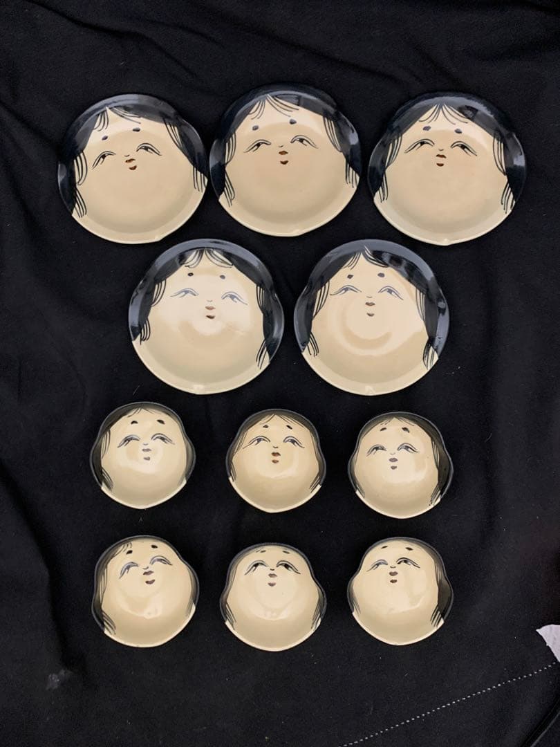 清水焼 京焼 ぐい呑　6客　小皿5枚　百福 おかめ酒器　末福