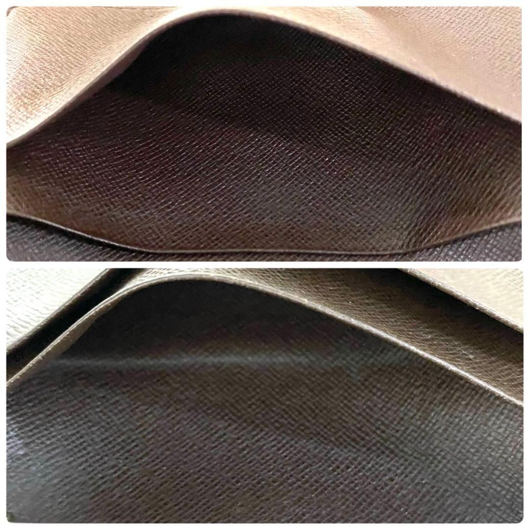 ルイ ヴィトン◎トレゾール ダミエ エベヌ 二つ折り L字ファスナー ブラウン