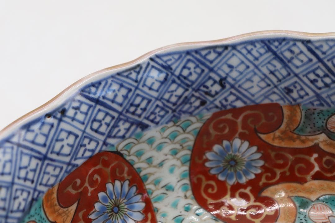 江戸　伊万里色絵花口鉢　送料込み1121