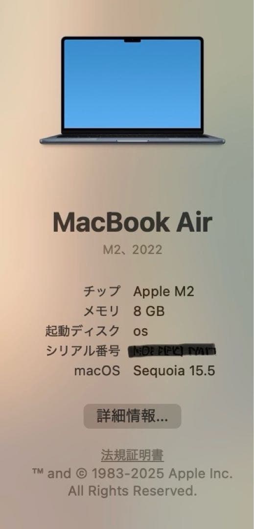こ*き様 MacBook Air M2 バッテリー100%