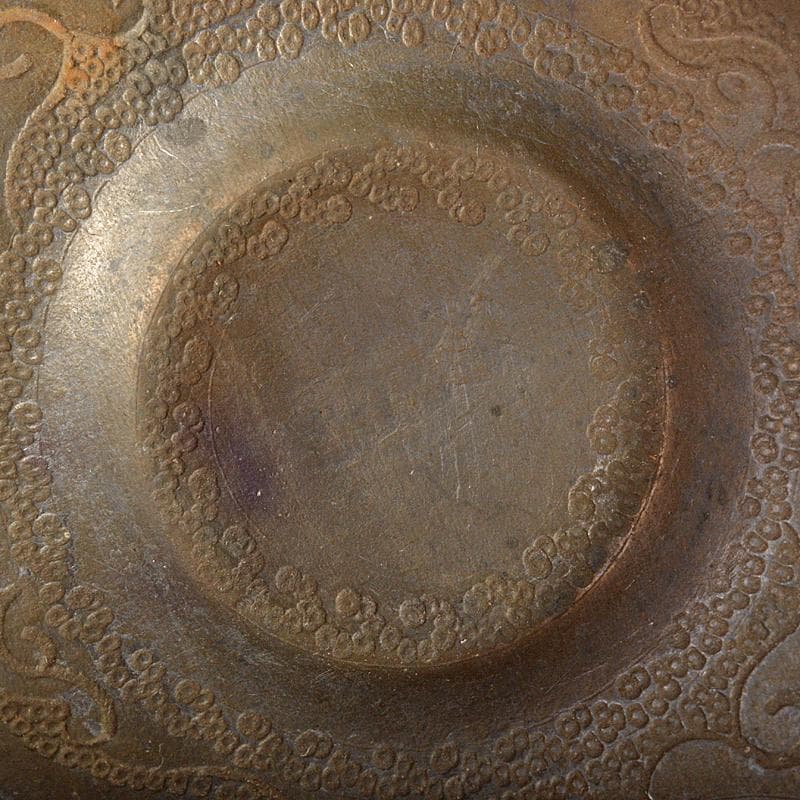 中国　古錫　洸存周款　木瓜式　茶托　五客　合計約186g　V　R7463