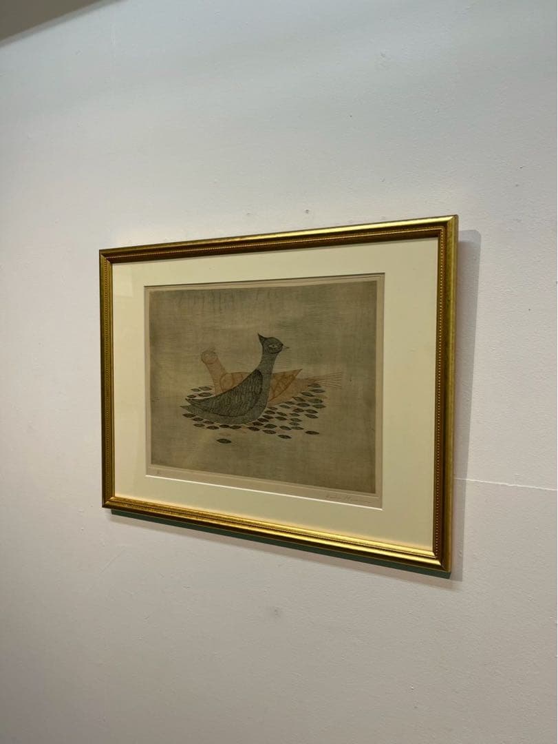 南桂子《二羽の鳥が休んでいる》1955年作 真作