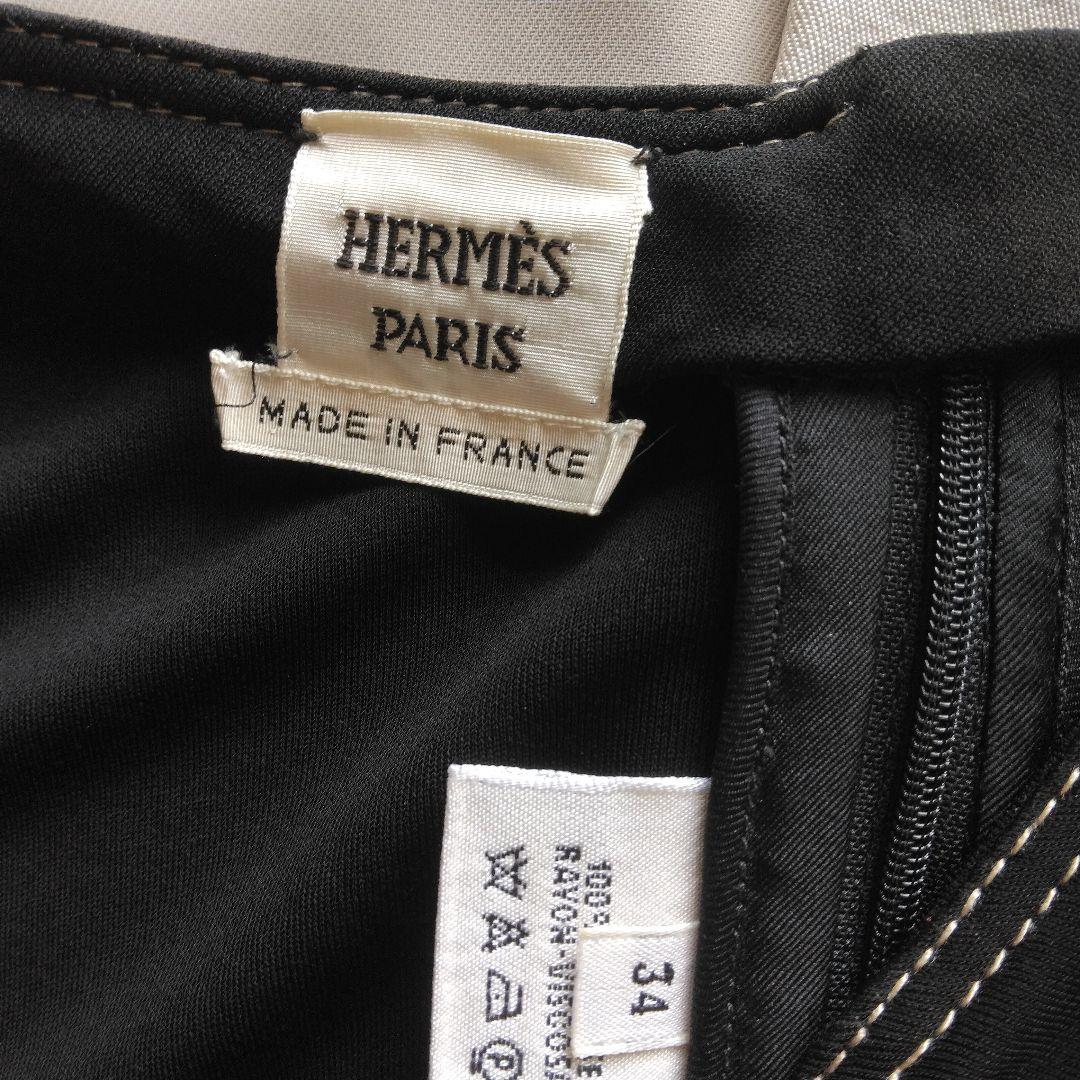 い*ご様 エルメス☆フロントドレープ☆フレアスカートブラック