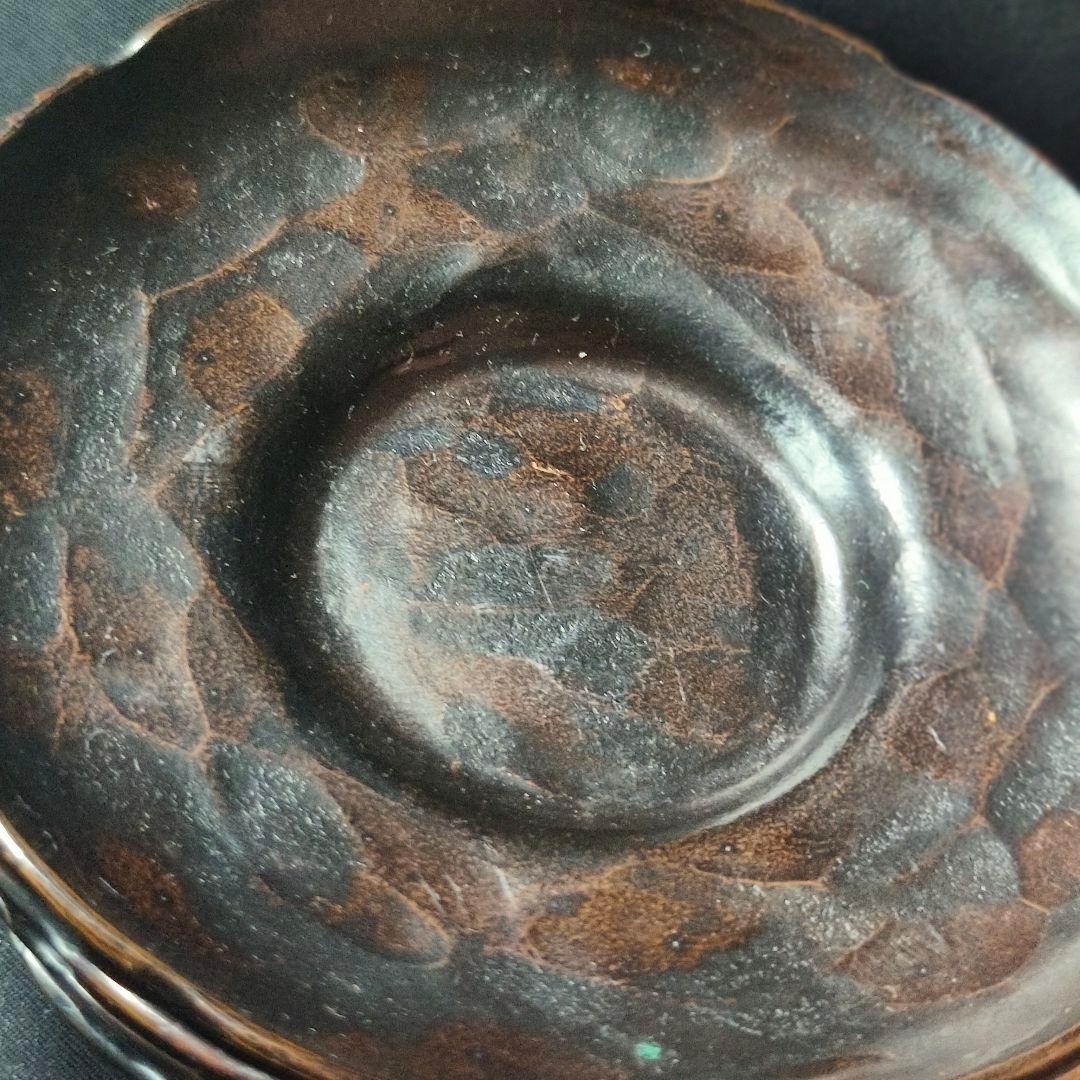 茶道具 唐金茶托 鎚起銅器 重弘造 明治骨董 桐箱 蒐集家放出美品 古美術