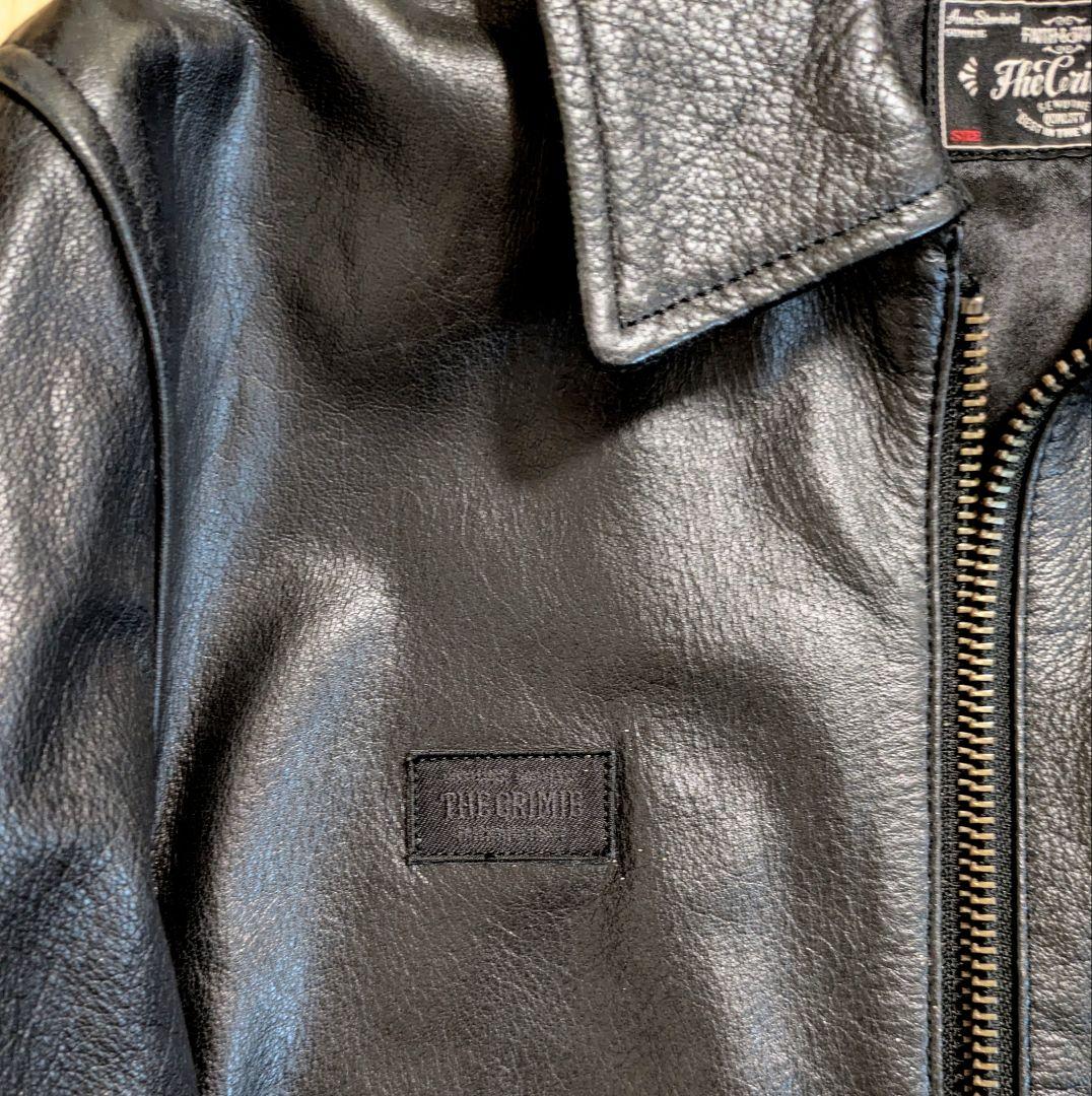 S 良品 THE CRIMIE ライダースジャケット ワッペン ブラック 黒