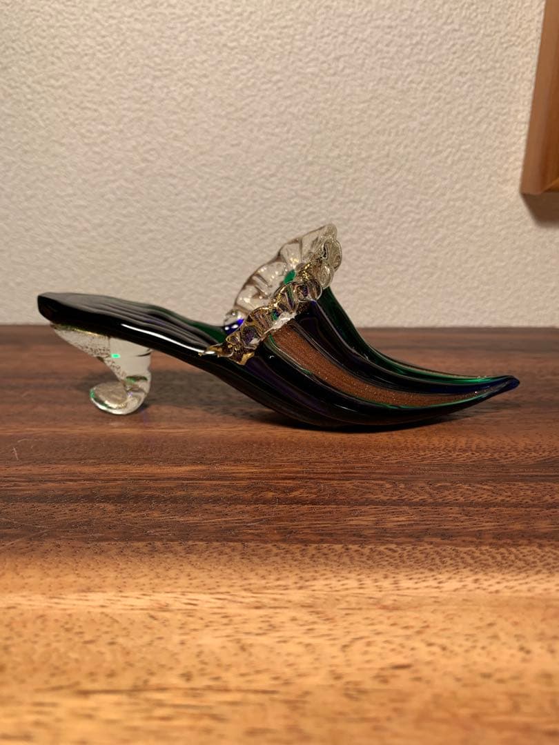 ムラーノガラス ガラスの靴 murano オブジェ サインあり