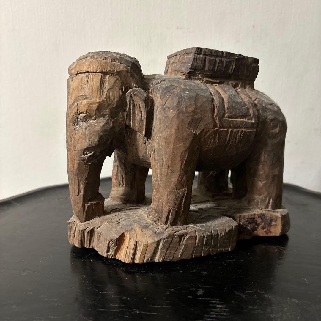 古い木彫　普賢菩薩　仏像　古美術　アンティーク　古道具　骨董　木造　李朝　中国