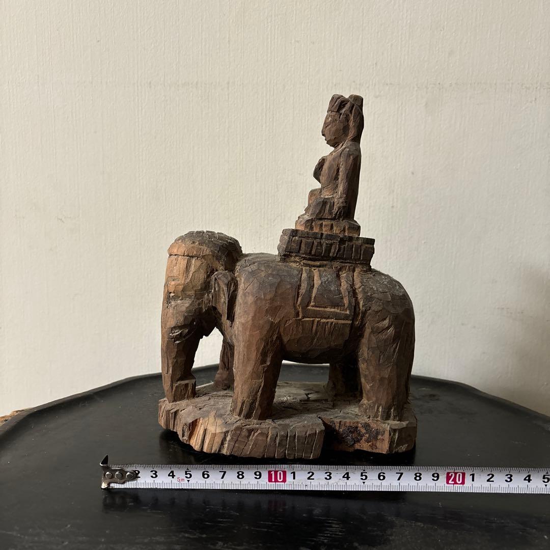 古い木彫　普賢菩薩　仏像　古美術　アンティーク　古道具　骨董　木造　李朝　中国