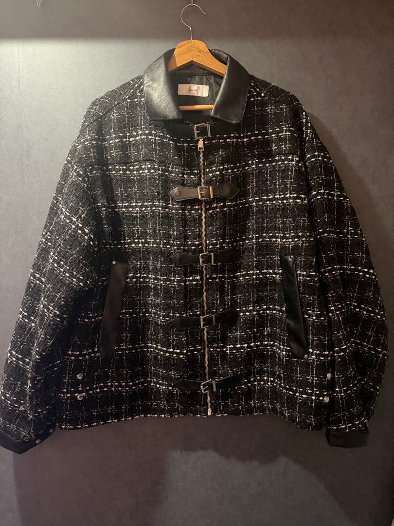 メニーバックルベルトツイードブルゾン
