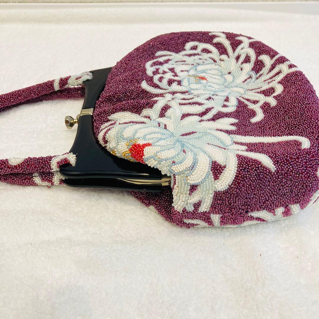 ビーズバック　むらさき　パープル　和装　着物