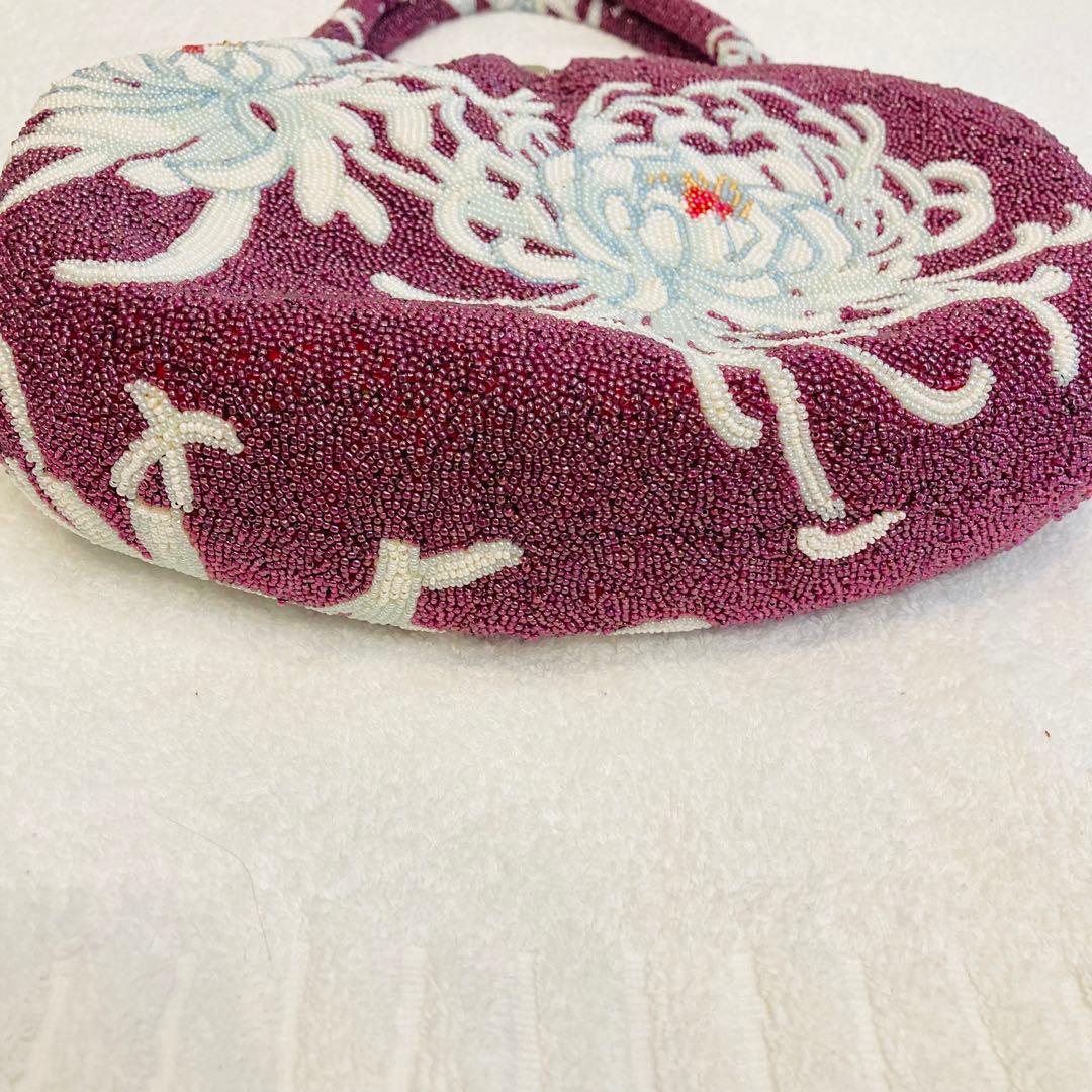 ビーズバック　むらさき　パープル　和装　着物