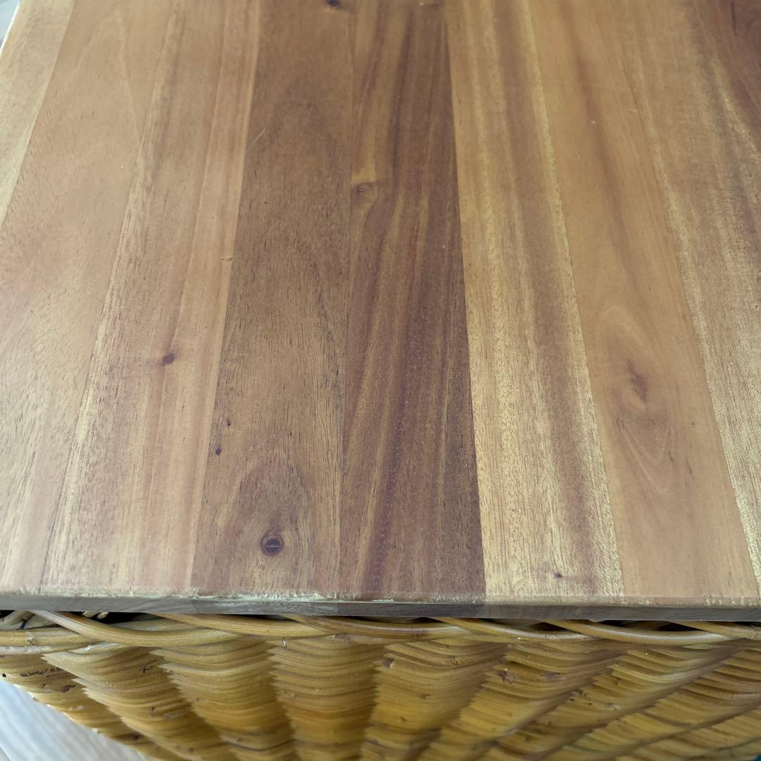 ラタン　ペットハウス クッション付き　籐製サイドテーブル