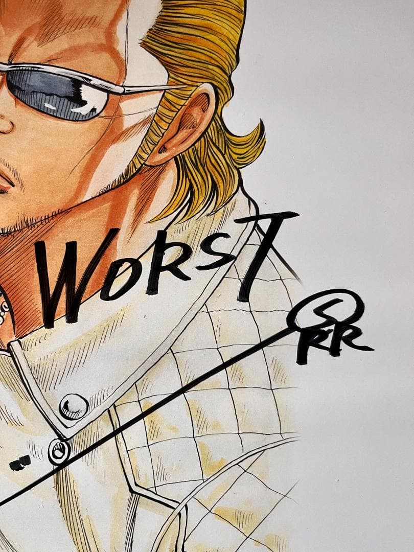 CROWS×WORST 高橋ヒロシサイン入り複製原画 河内鉄生 フィギュアバイク