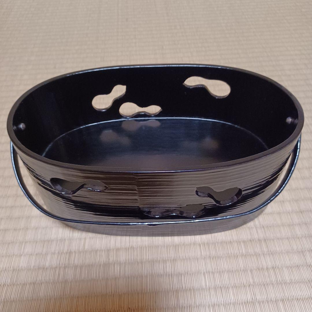 一閑塗　六瓢透　手付　莨盆　鵬雲斎好　裏千家　茶道具　漆器　漆芸　木製　⑪