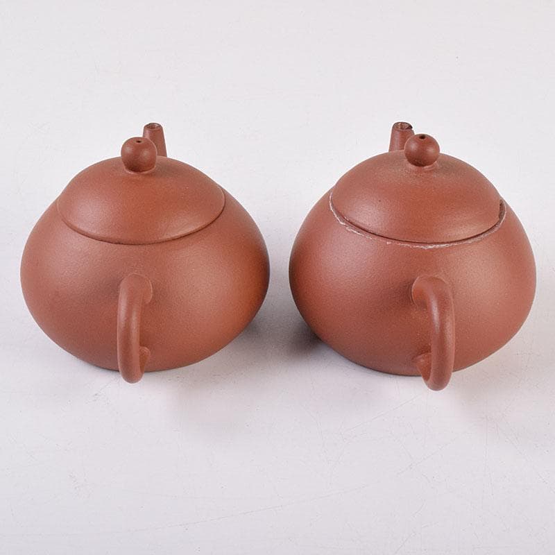 中国　中国宣興銘　紫砂　朱泥　急須　茶壷　一對　V　R8965