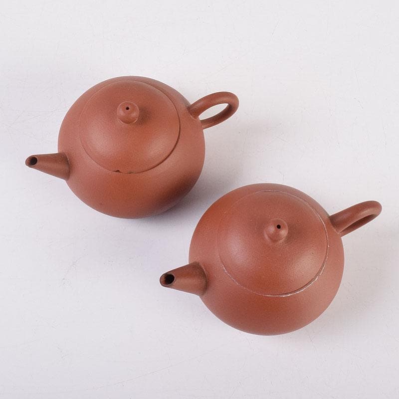 中国　中国宣興銘　紫砂　朱泥　急須　茶壷　一對　V　R8965