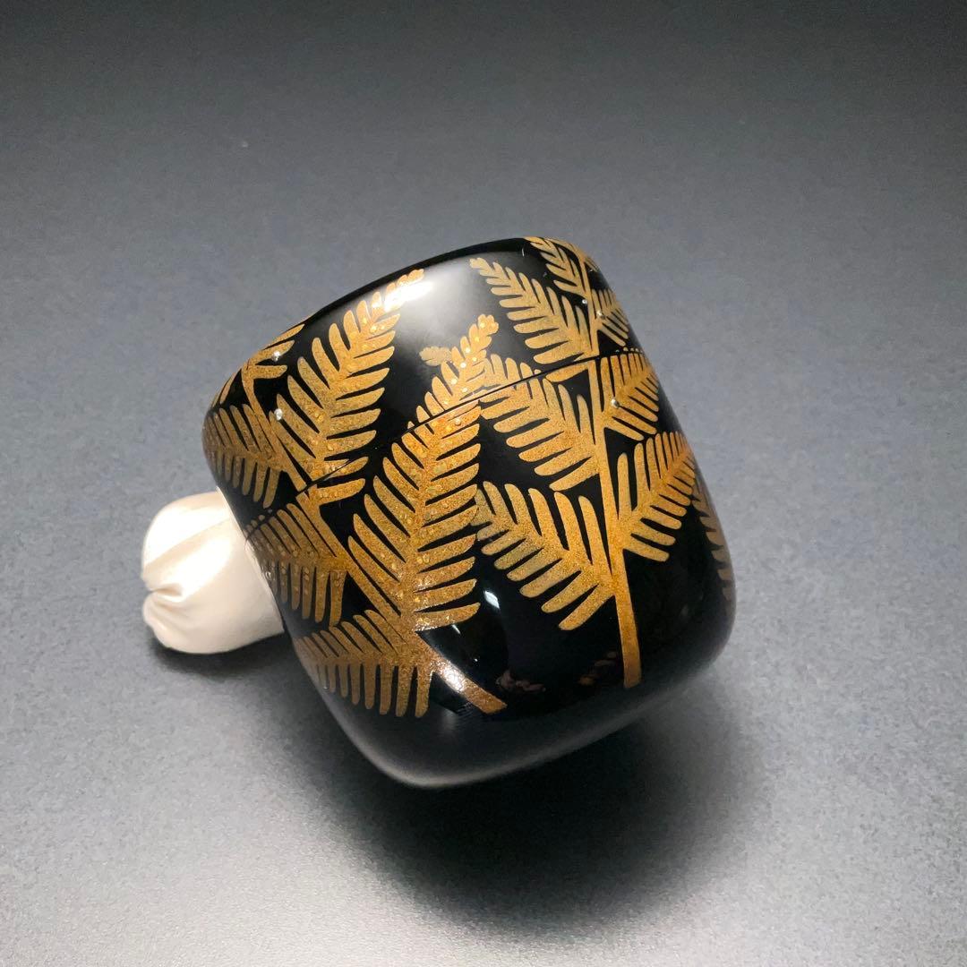 棗　池田喜一　加賀蒔絵　蝶にシダ　共箱　R1327ダN3