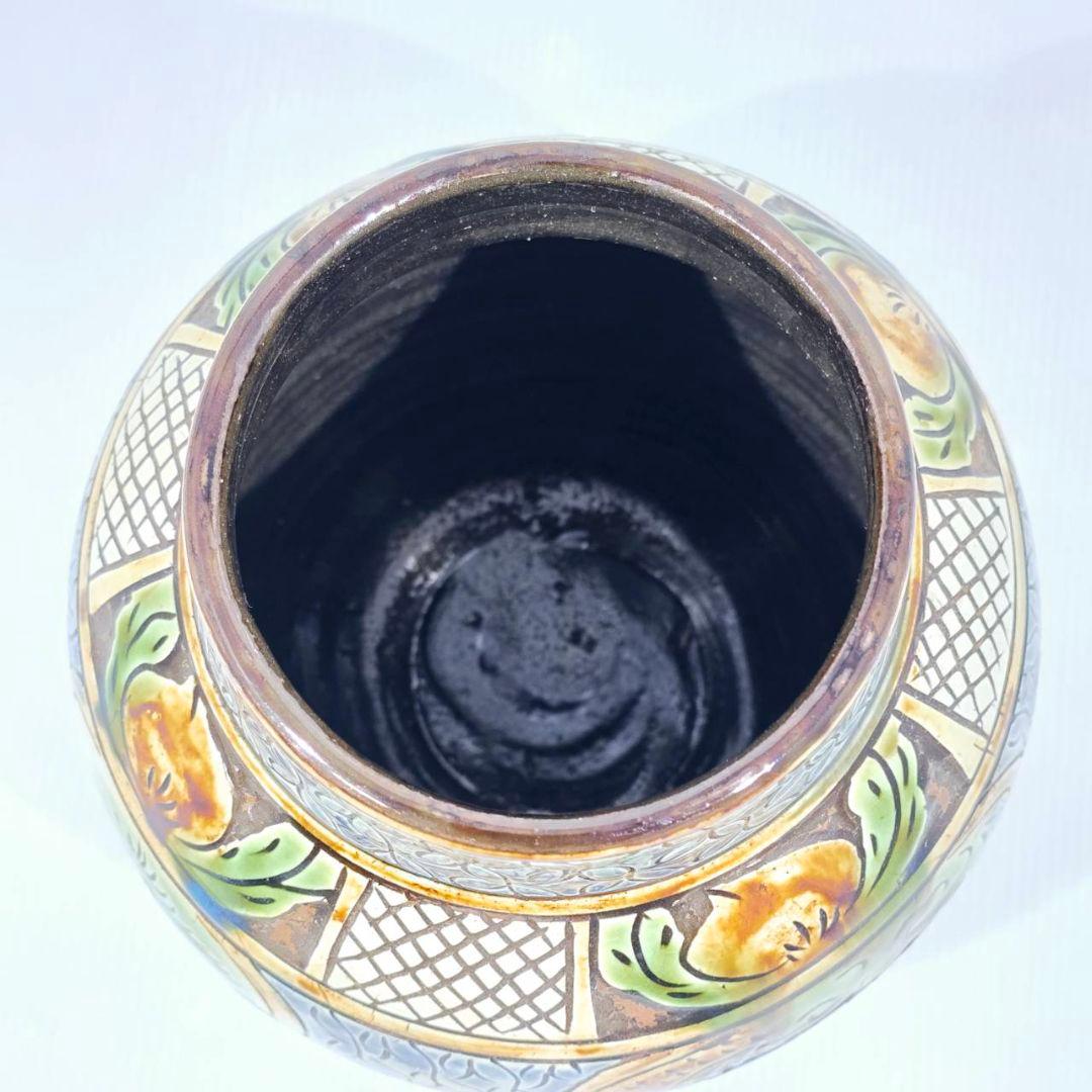 故 小橋川永弘 やちむん 壺屋焼 龍文様 唐草紋 壺