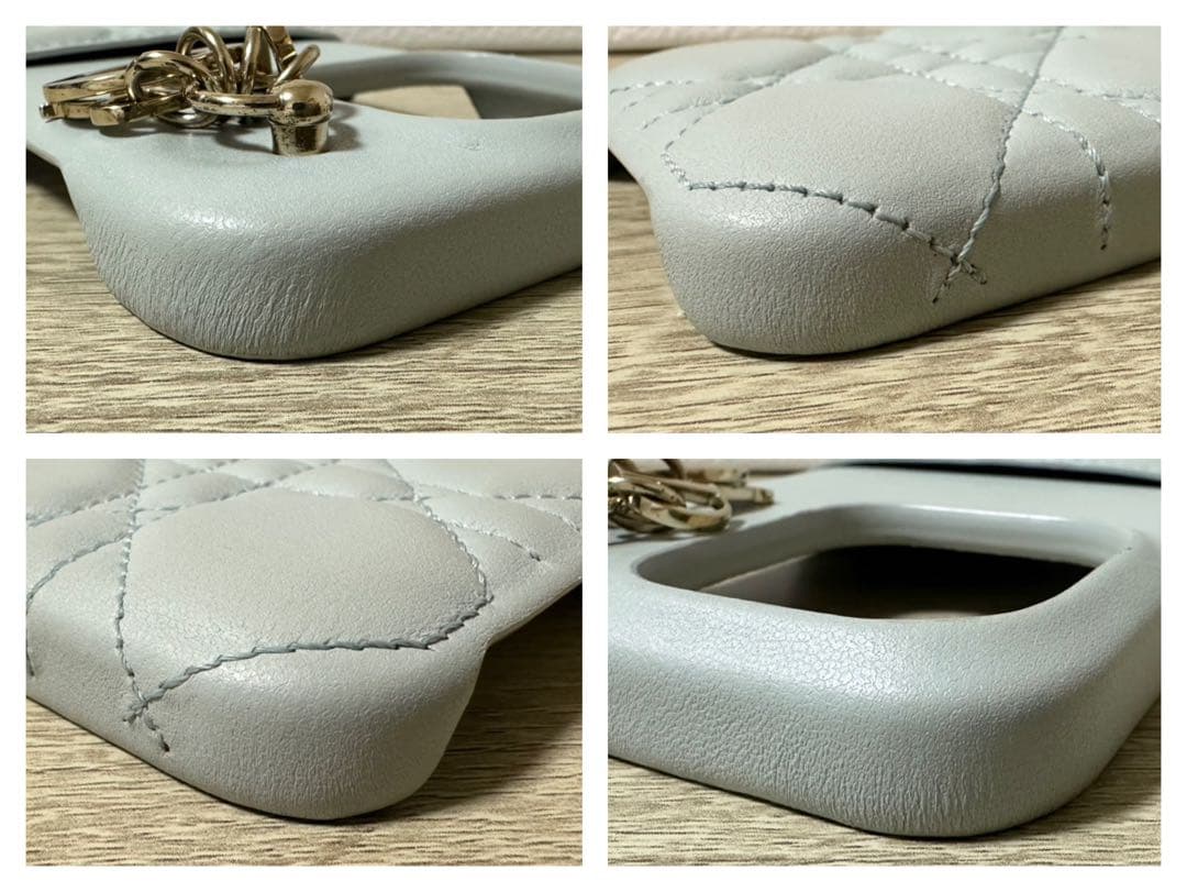 【正規品】Dior 水色　iPhone14pro スマホケース　キルティング