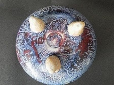 ＊中国古美術/鈞窯紫斑窯変三足香炉/