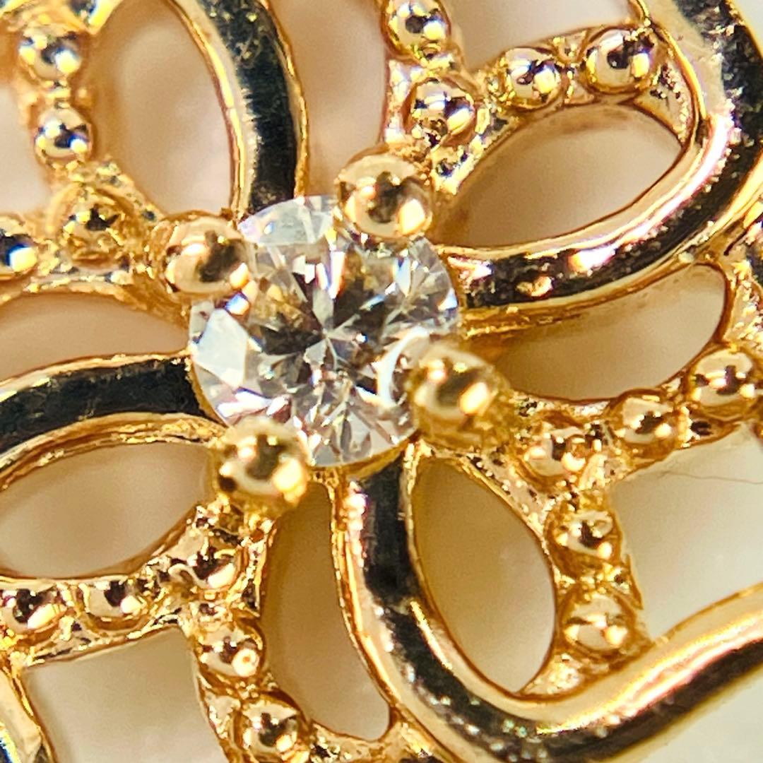 agete アガット K10YG ダイヤモンド付 ピアス D:0.02ct