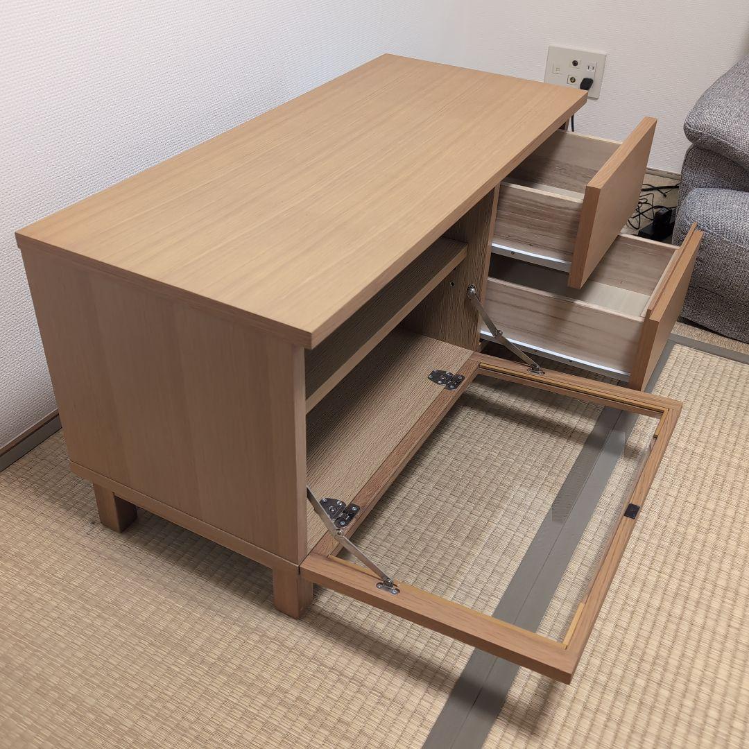 無印良品 オーク材テレビ台 テレビボード ガラス扉付き幅90cm