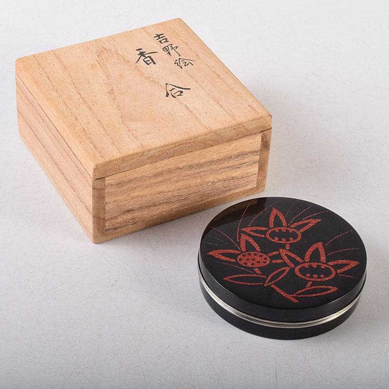 茶道具　北村葵春作　吉野絵　香合　共箱　V　8141