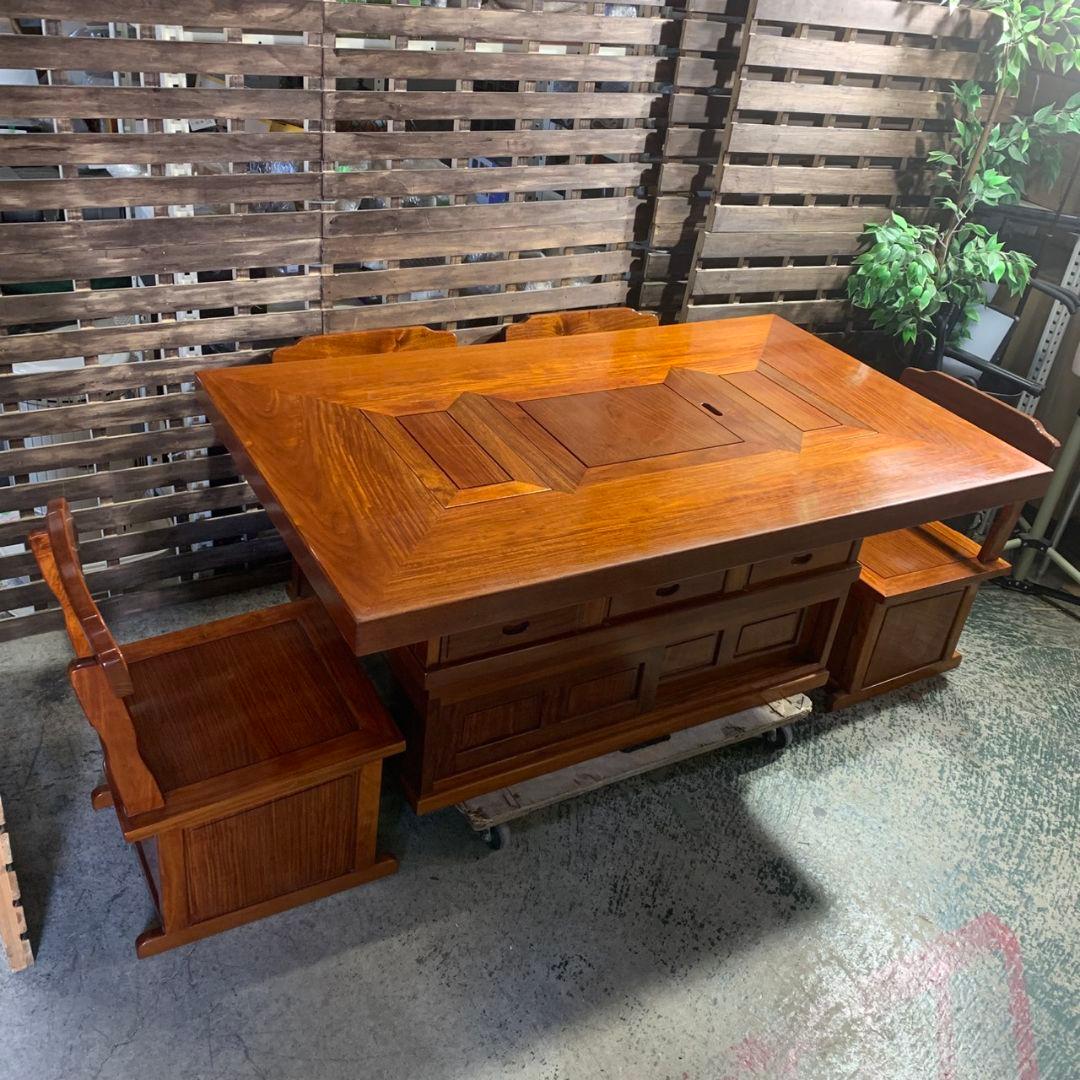 J957 囲炉裏ダイニング 5点セット 和家具 ダイニングテーブル