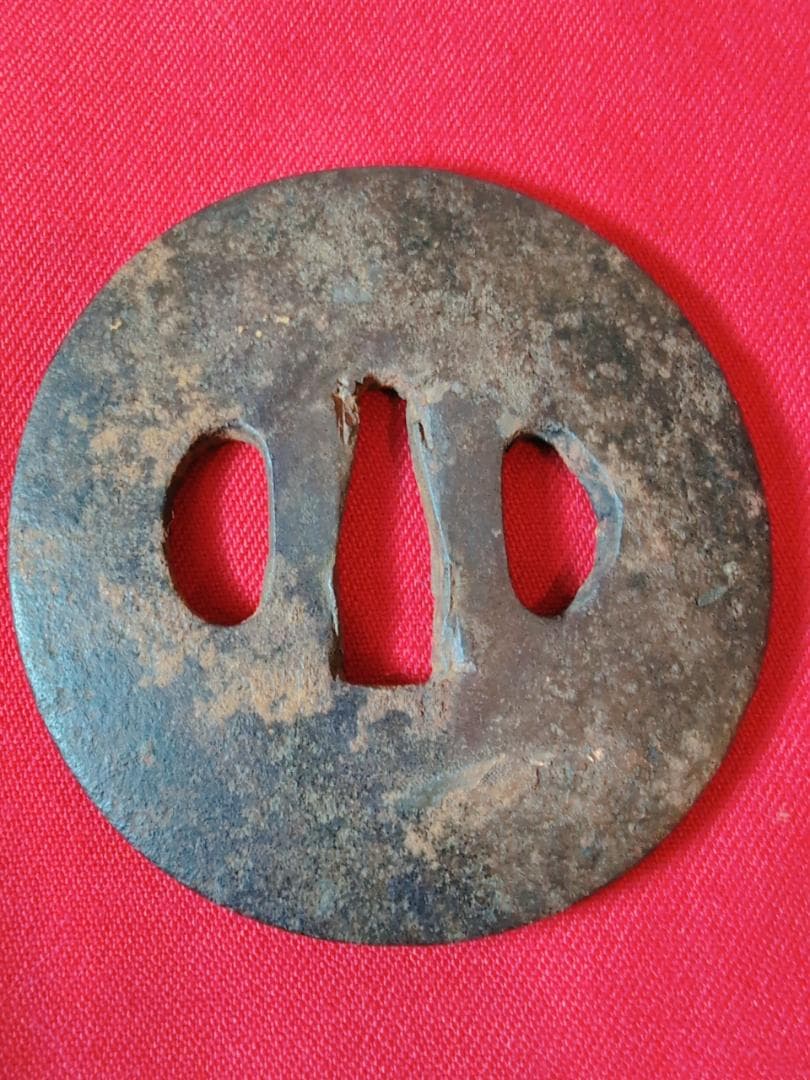 鍔 無銘 草花図 鉄鐔 拵 日本刀 刀装具 骨董 古美術 江戸時代