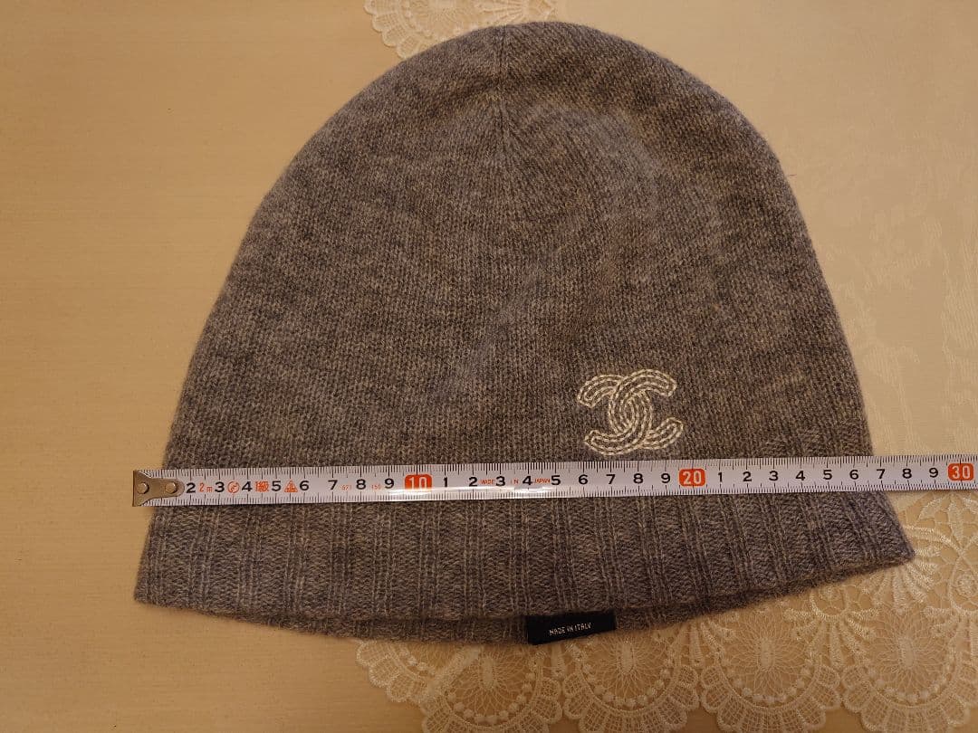 CHANEL カシミヤ ニット帽 グレー